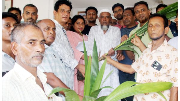 মাহিলাড়ায় চারা বিতরণ অনুষ্ঠানে নবনির্বাচিত পৌর মেয়র আলাউদ্দিন ভূঁইয়া